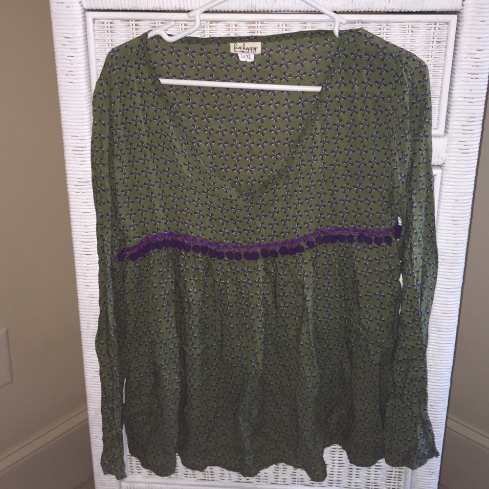 NATURAL LIFE Green and Purple Women's Top